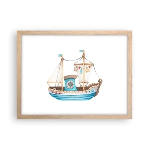 Poster in light oak frame - Ahoy, Adventure! - 40x30 cm