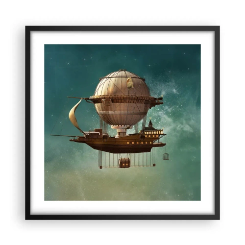 Poster in black frame - Greetings from Jules Verne - 50x50 cm