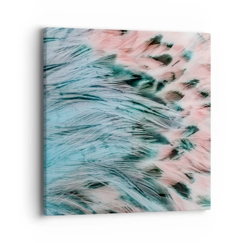 Canvas picture - Sapphire and Pink Feathers - 40x40 cm