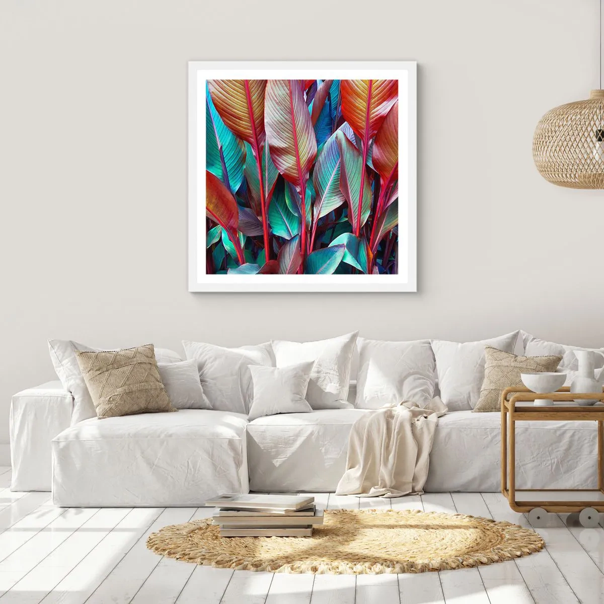 Poster in white frmae - Colourful Thicket - 60x60 cm