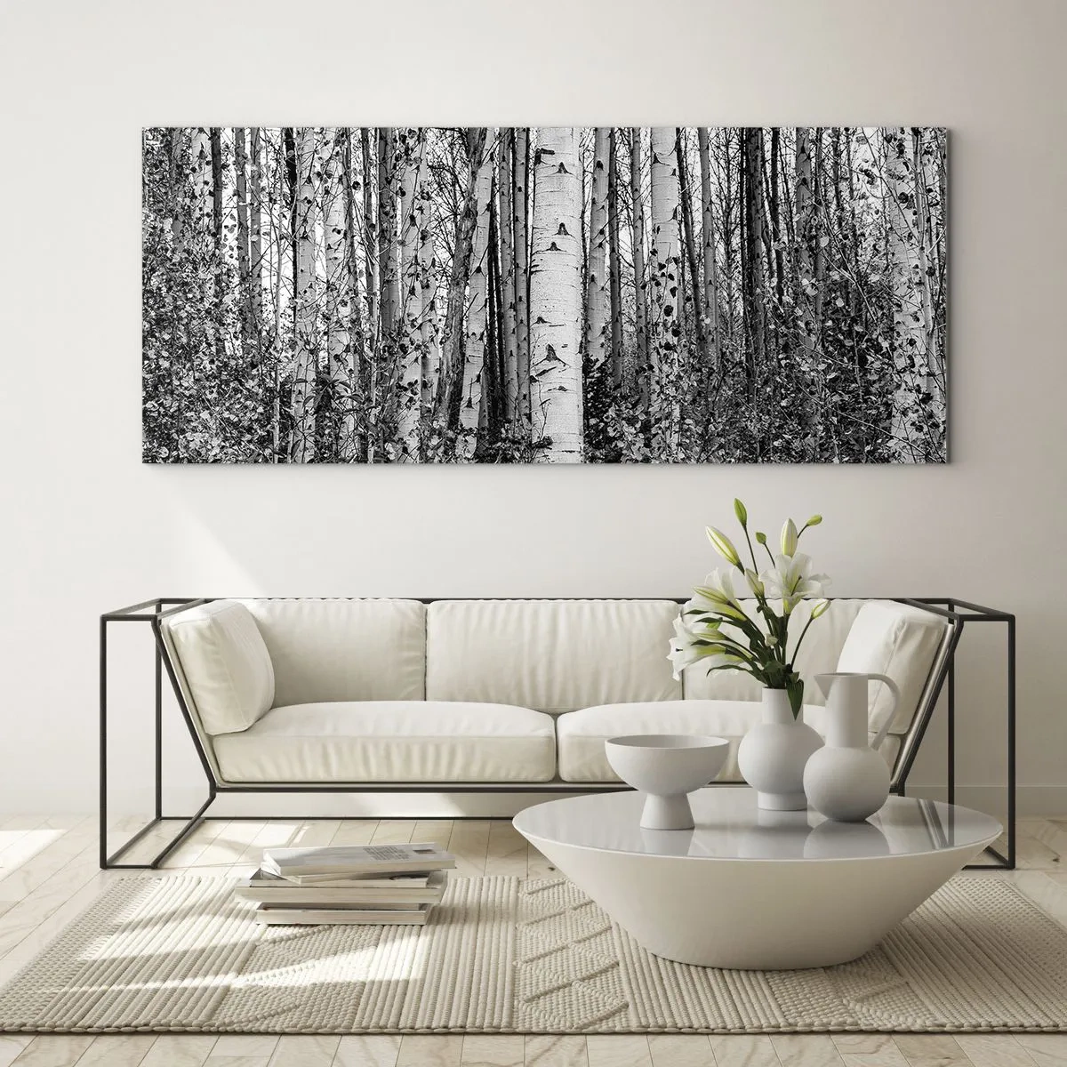 Glass picture - Birch Colonnade - 90x30 cm