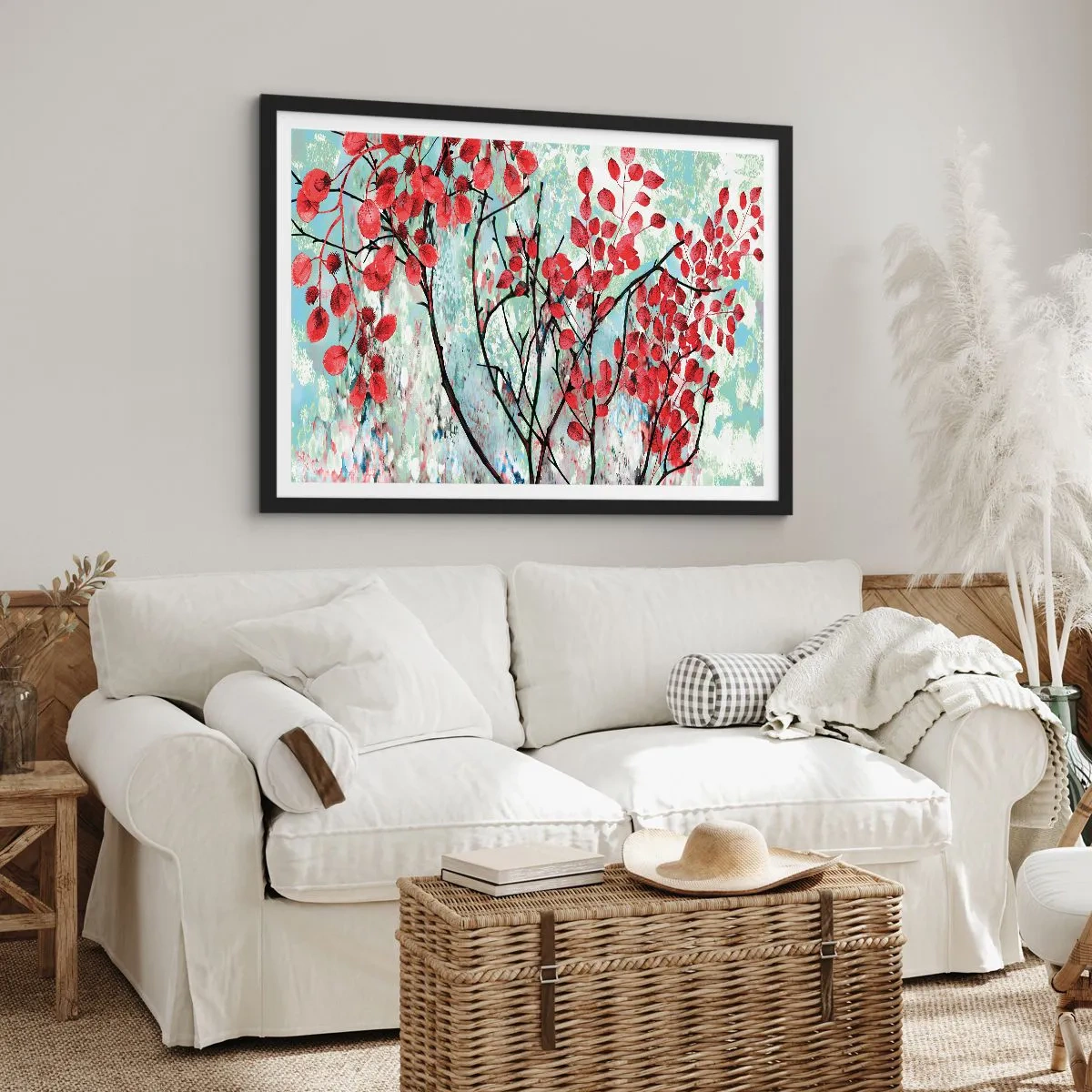 Poster in black frame - Tree in Scarlet - 91x61 cm