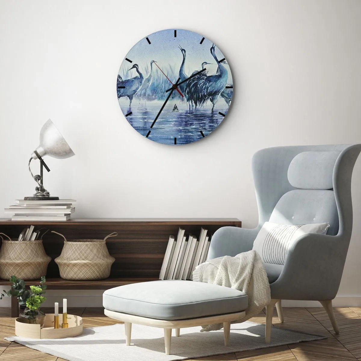 Wall clock - Clock on glass - Morning Encounter - 30x30 cm