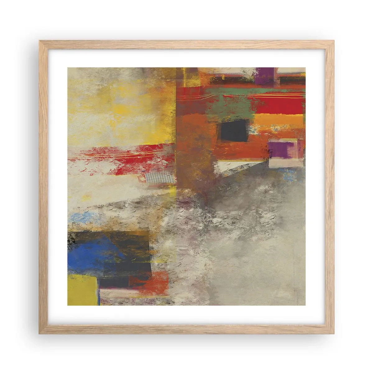 Poster in light oak frame - Geometry of Colours - 50x50 cm