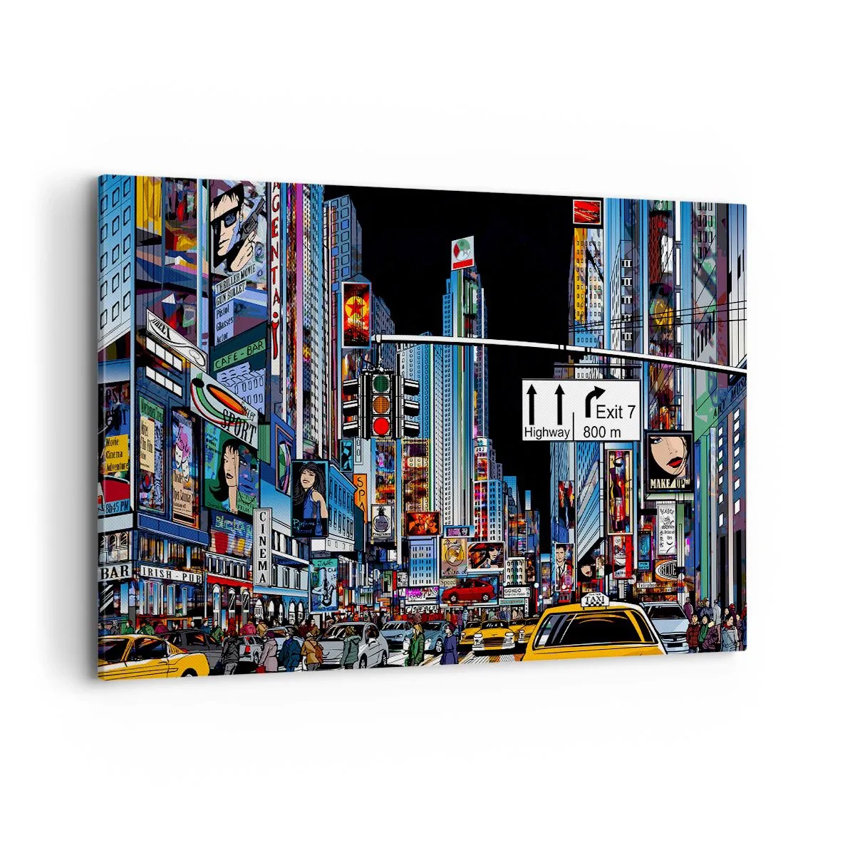 Canvas picture - Comic Night in a Big City - 120x80 cm