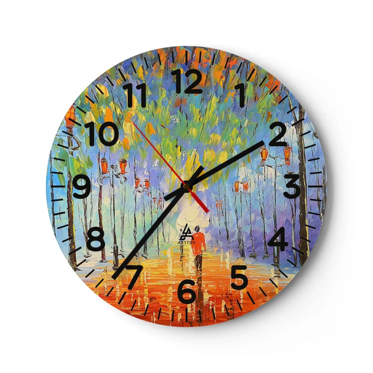 Wall clock - Clock on glass - Night Rain Song - 30x30 cm