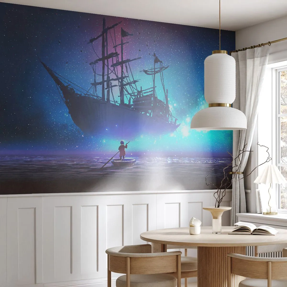 Self-Adhesive Photo Wallpaper Deluxe Sticker - Encounter with a Sea Myth - Graphics, Fantasy, Ghost ship - 350x256 cm