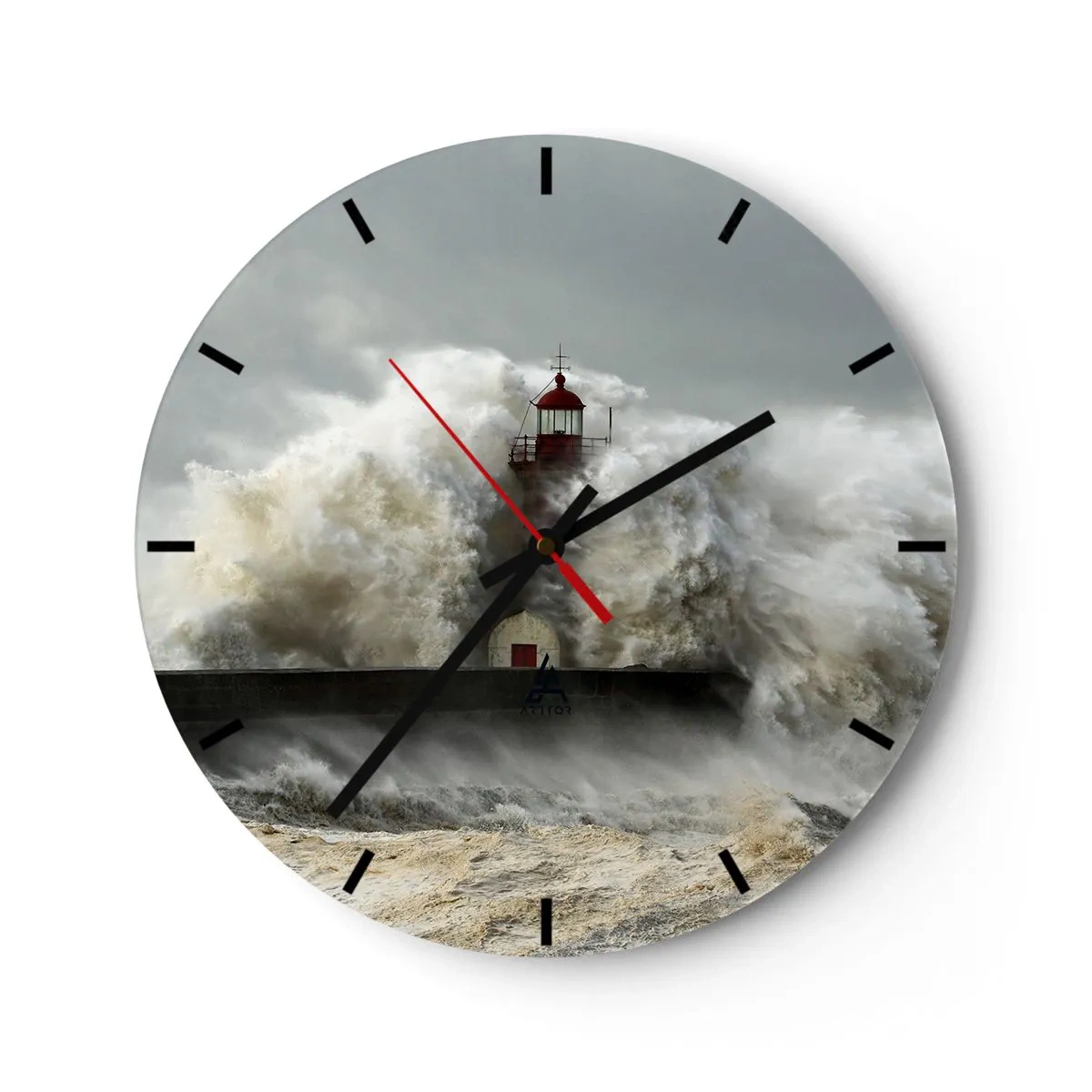 Wall clock - Clock on glass - Rage of the Ocean - 40x40 cm