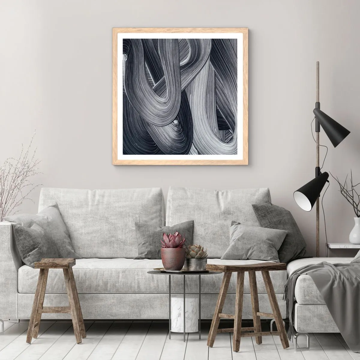 Poster in light oak frame - Fluidity of Reality - 50x50 cm