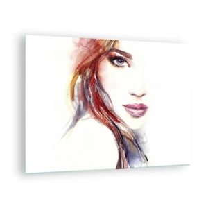 Glass picture - Illustration of a watercolor portrait of a woman - 70x50cm - Vademecum -Follow Me - Modern wall decoration for the living room and bedroom ARTTOR