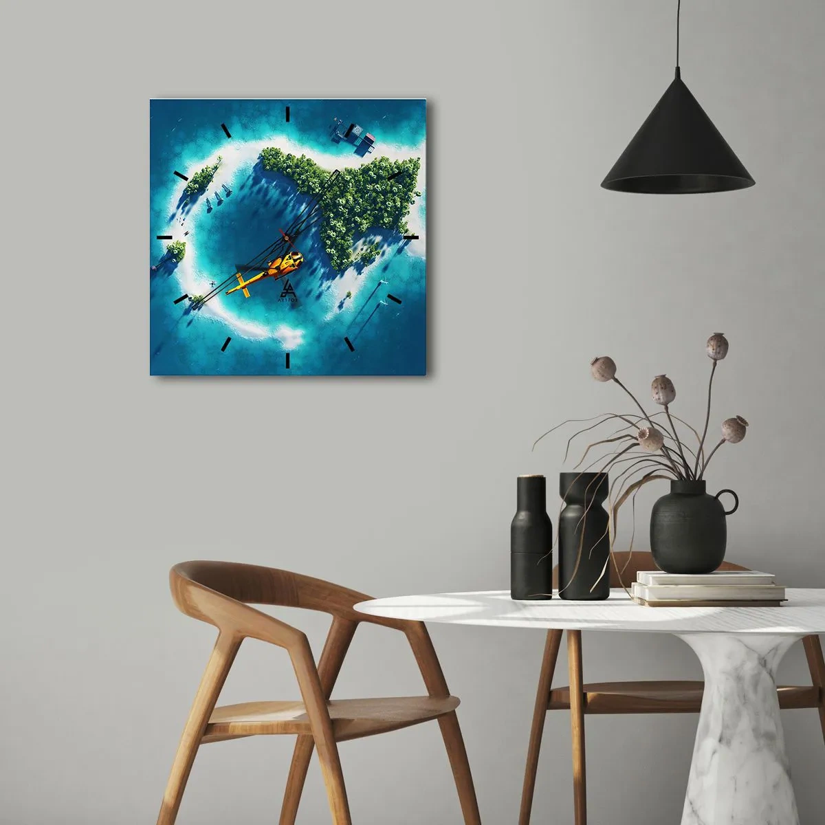 Wall clock - Clock on glass - Get Yourself an Island - 40x40 cm