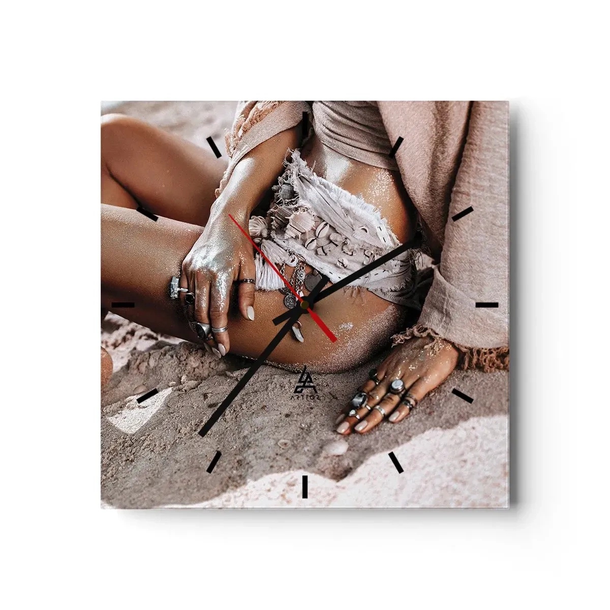 Wall clock - Clock on glass - Thrown Out by the Waves - 40x40 cm