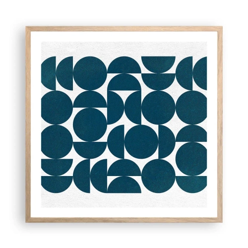 Poster in light oak frame - Circles and Semicircles - 60x60 cm