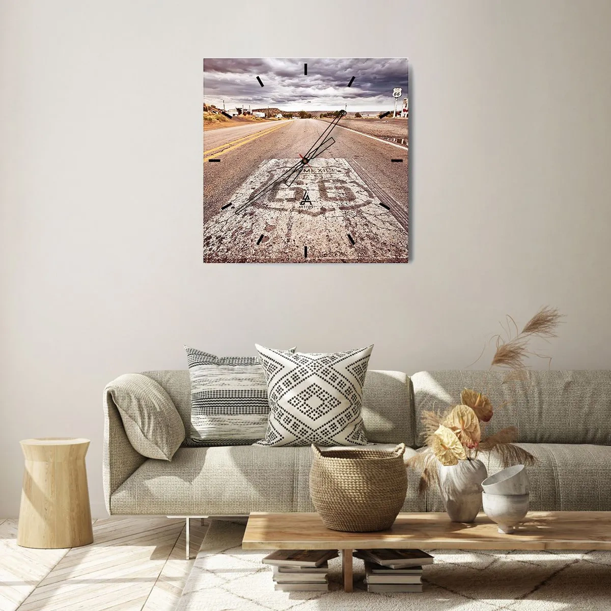 Wall clock - Clock on glass - Mother Road - American Legend - 30x30 cm