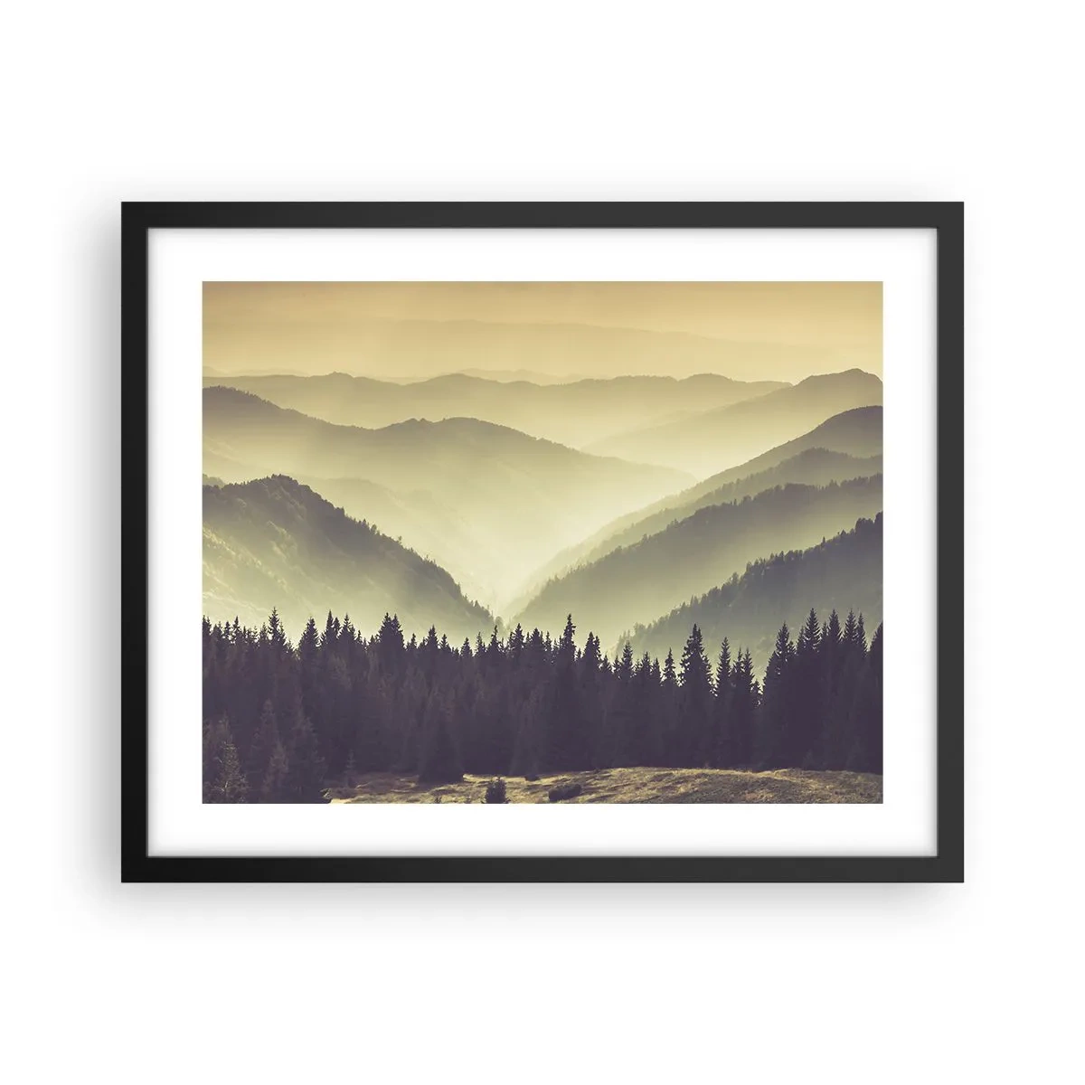 Poster in black frame - In a Faraway Land, Past the Mountains - 50x40 cm