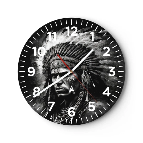 Wall clock - Clock on glass - Chief and Warrior - 30x30 cm