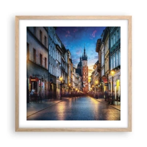 Poster in light oak frame - Charm of Cracow - 50x50 cm