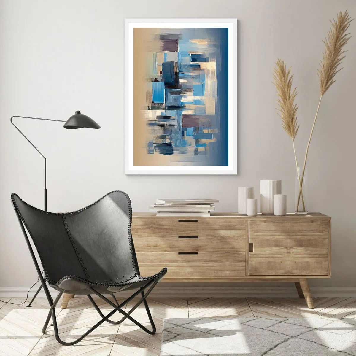 Poster in white frmae - Blue Construction - 30x40 cm