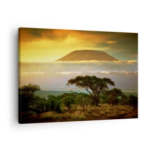 Canvas picture - African landscape with Kilimanjaro at sunrise - 70x50cm - Traveller's Dream - Modern wall decoration for the living room and bedroom ARTTOR