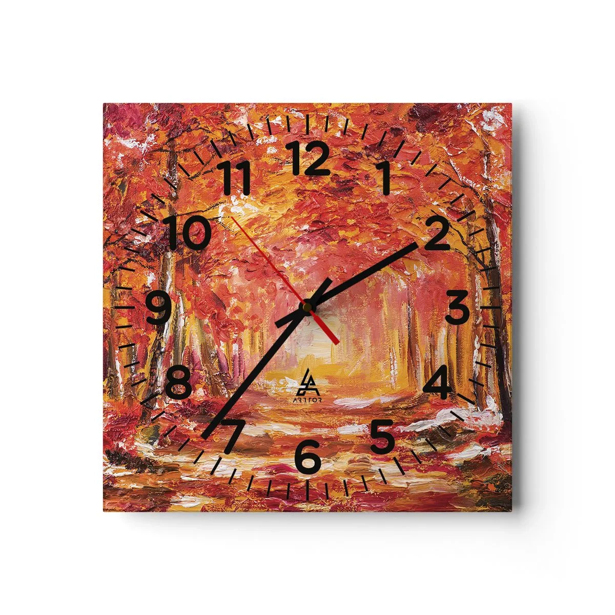 Wall clock - Clock on glass - Copper Forest - 40x40 cm