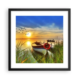 Poster in black frame - Cormorants Are Flying Away - 40x40 cm