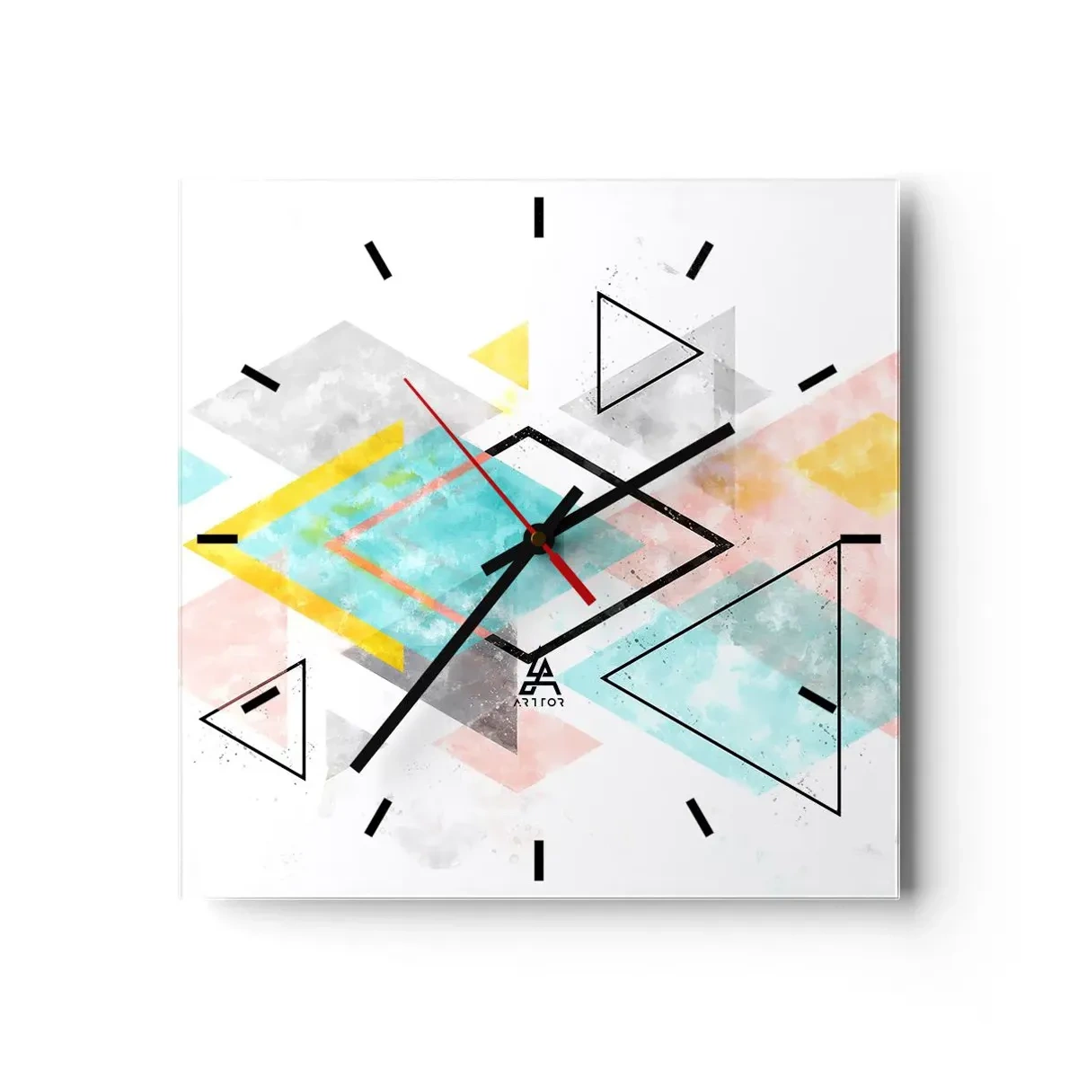 Wall clock - Clock on glass - Geometric Play - 30x30 cm