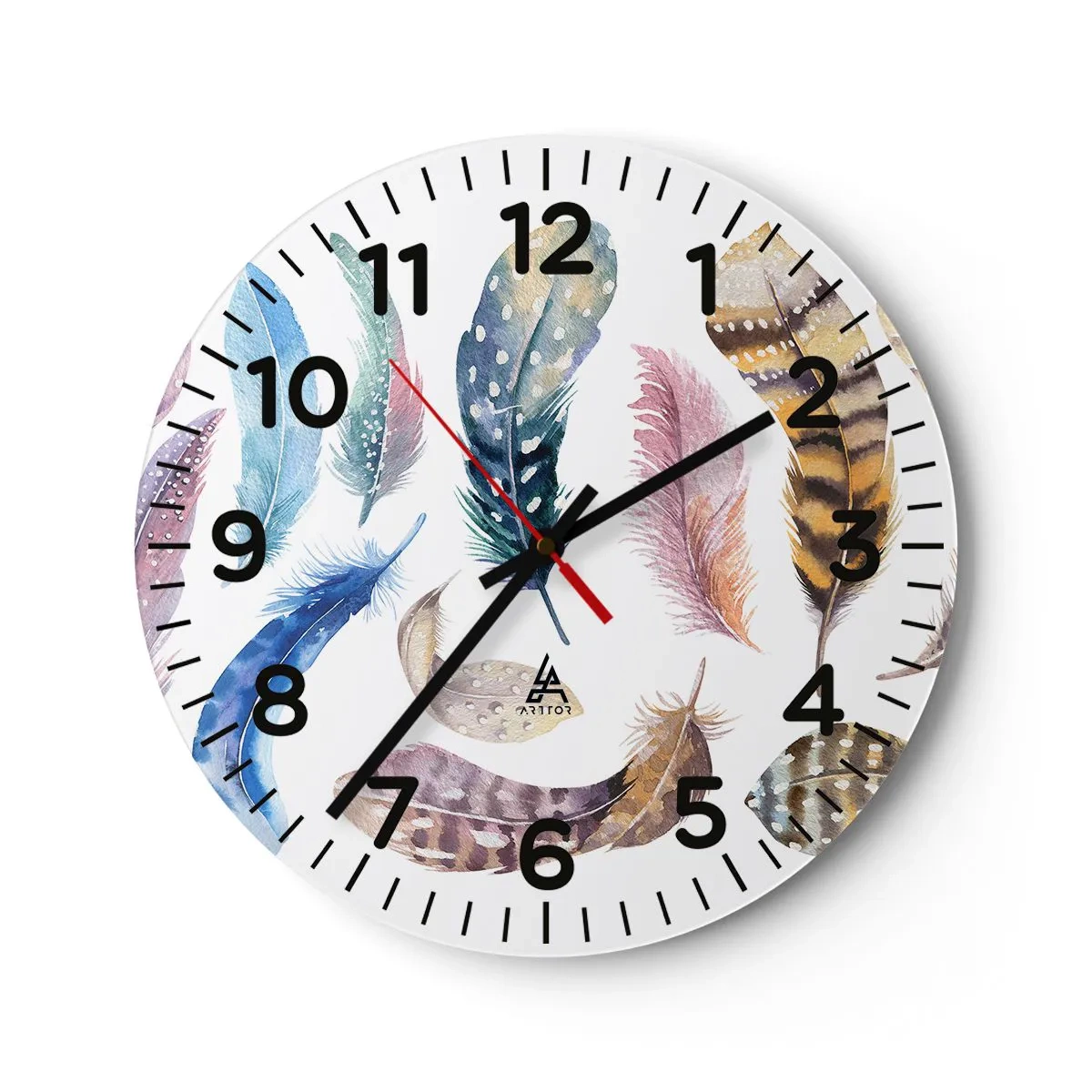 Wall clock - Clock on glass - Light As a Feather - 30x30 cm