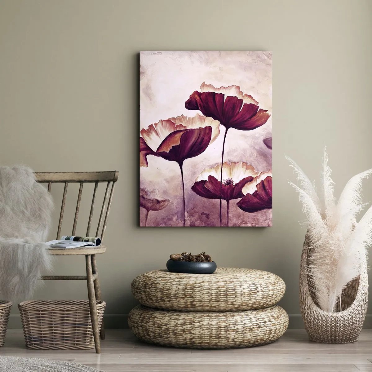 Canvas picture - Red and White Flake - 45x80 cm