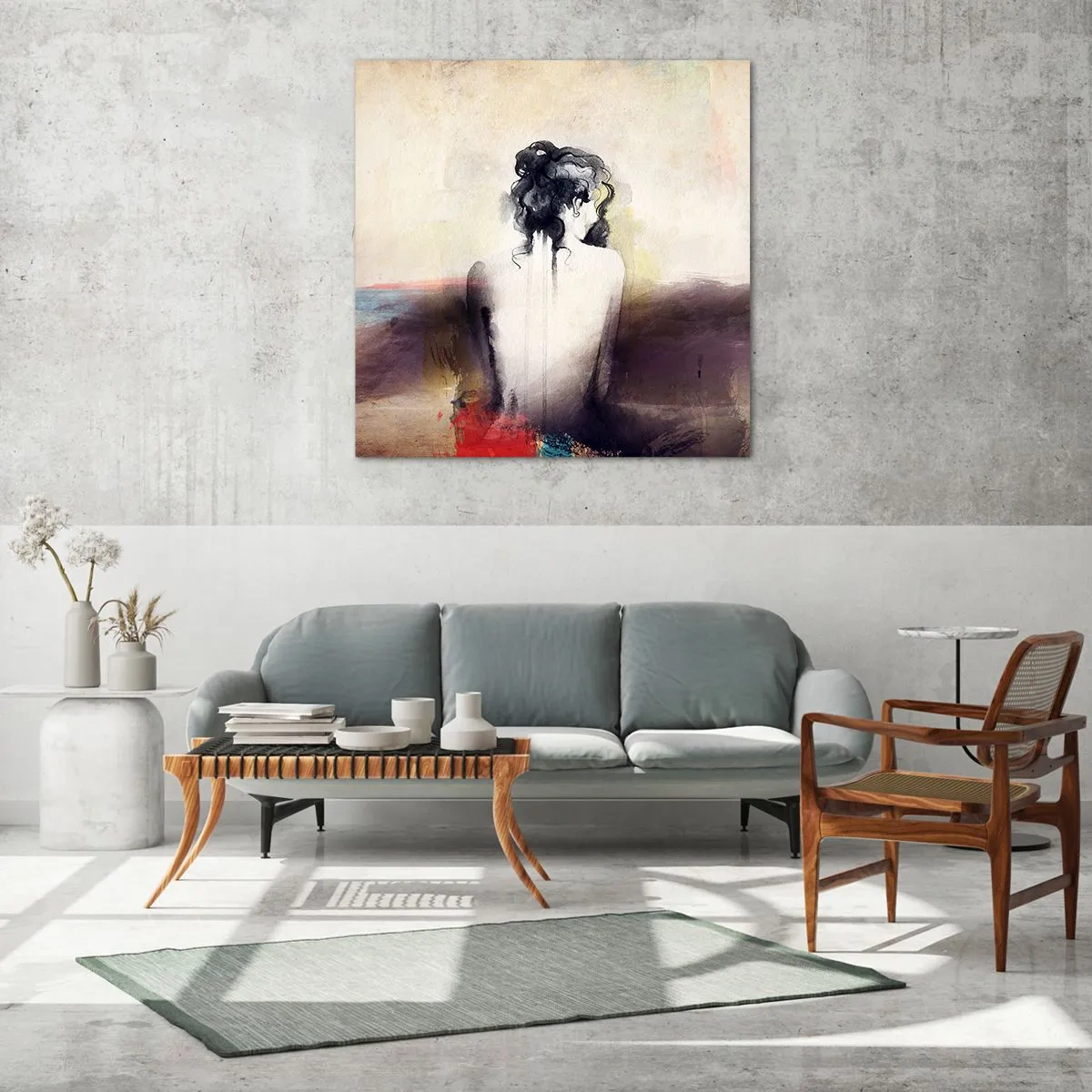 Glass picture - Gentle Lines, Oval Shapes - 60x60 cm