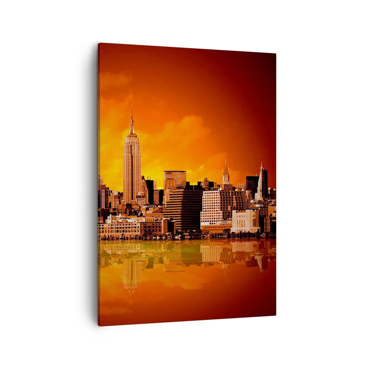Canvas picture - Big City Panorama in Brown and Yellow - 50x70 cm