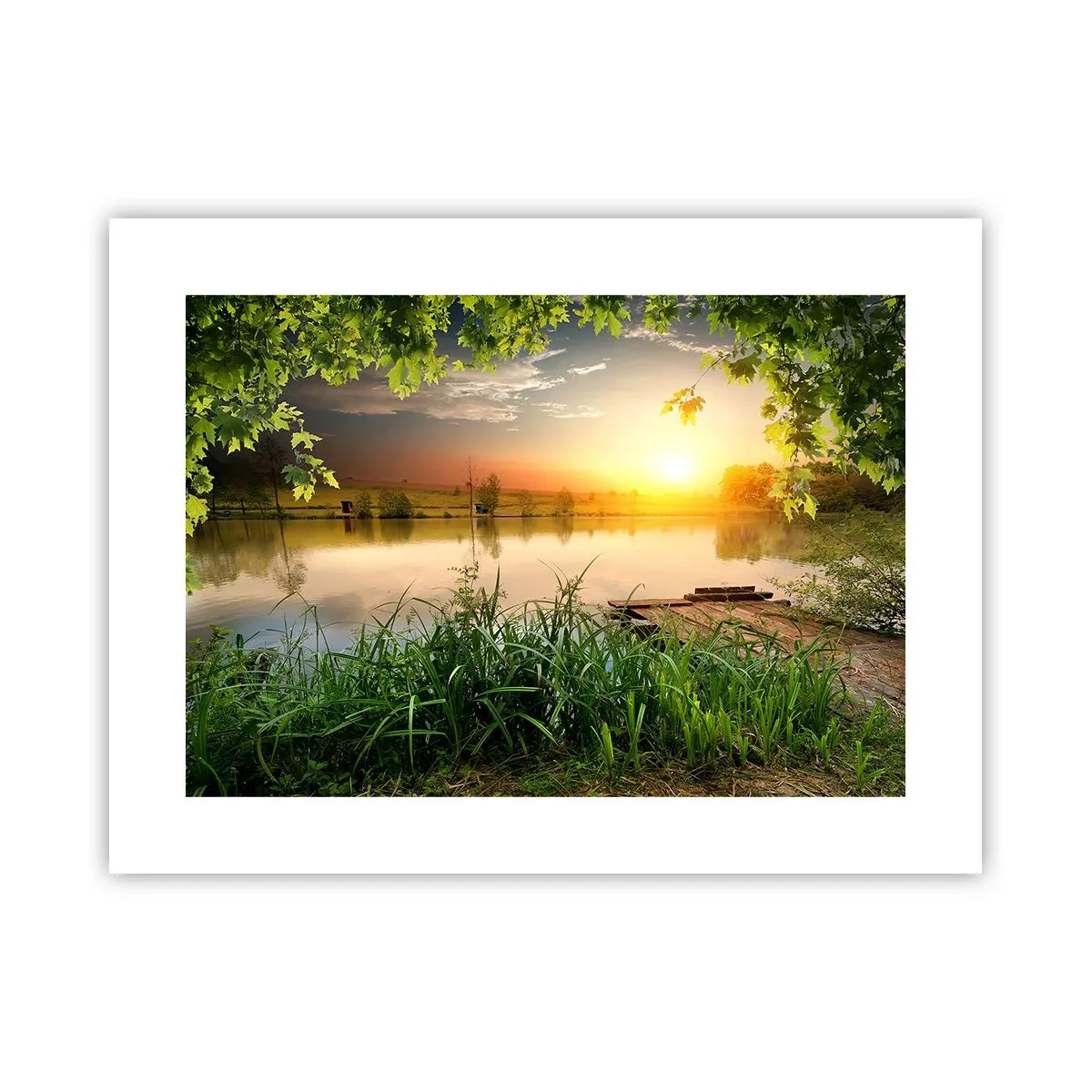 Poster - Landscape in a Green Frame - 40x30 cm