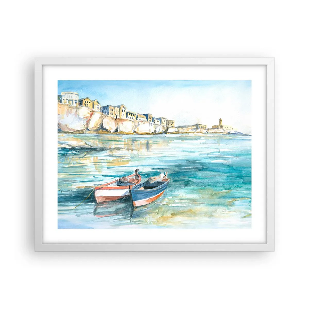 Poster in white frmae - Landscape in Azure - 50x40 cm