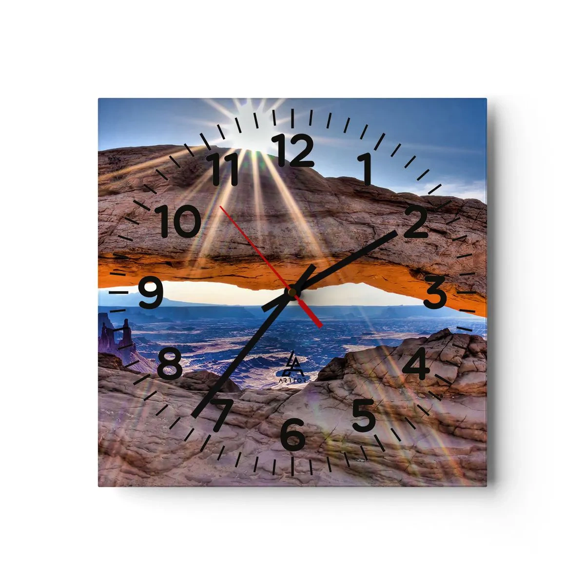 Wall clock - Clock on glass - Through Rocky Gate - 30x30 cm