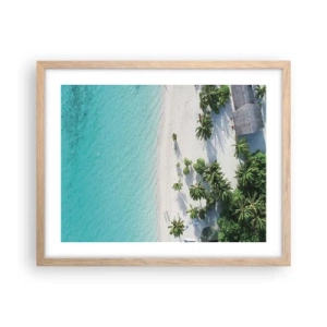 Poster in light oak frame - Holidays in Paradise - 50x40 cm