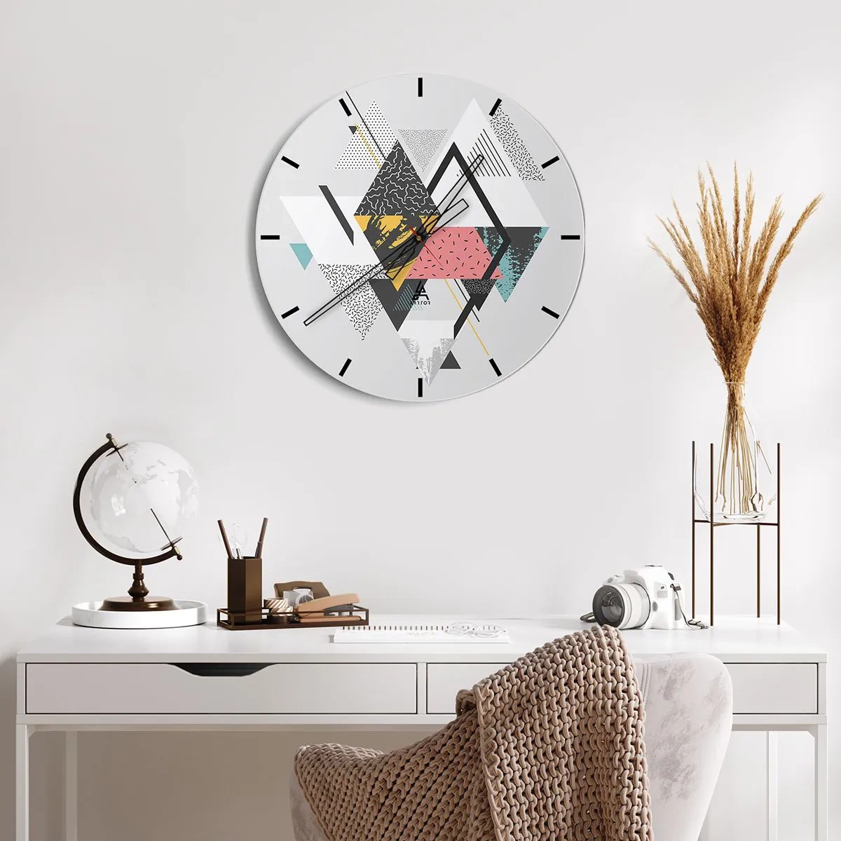 Wall clock - Clock on glass - Variation for Triangle and Rhombus - 40x40 cm