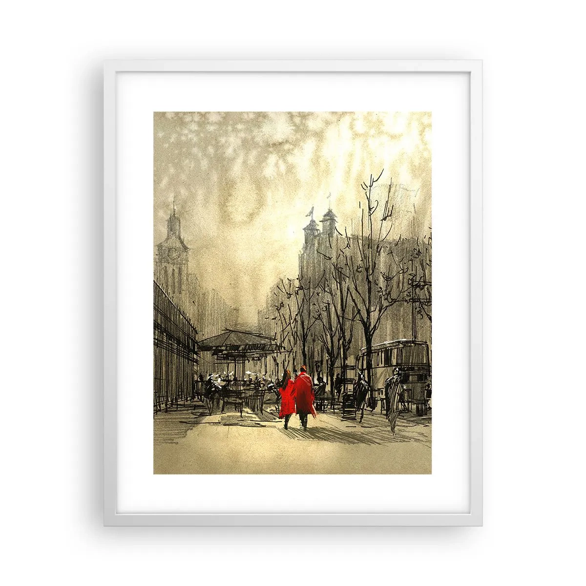 Poster in white frmae - A Date in London Fog - 40x50 cm