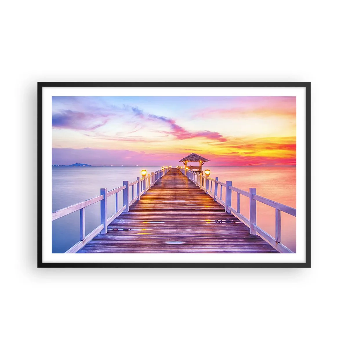 Poster in black frame - Lilac and Gold Silence of an Evening - 91x61 cm