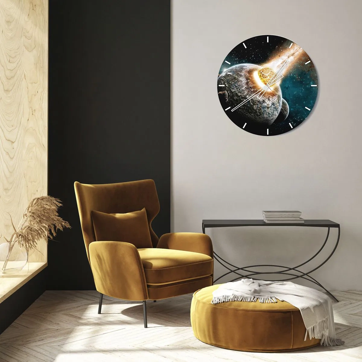 Wall clock - Clock on glass - Demise or Birth? - 40x40 cm