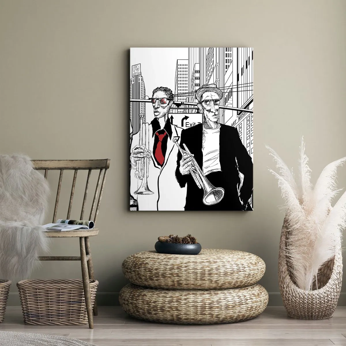 Canvas picture - City Rhapsody in Black and Red - 45x80 cm