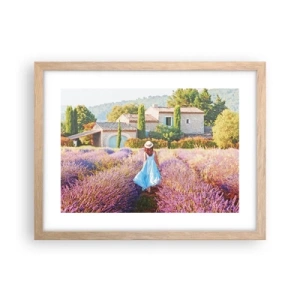 Poster in light oak frame - Lavender Girl - 40x30 cm