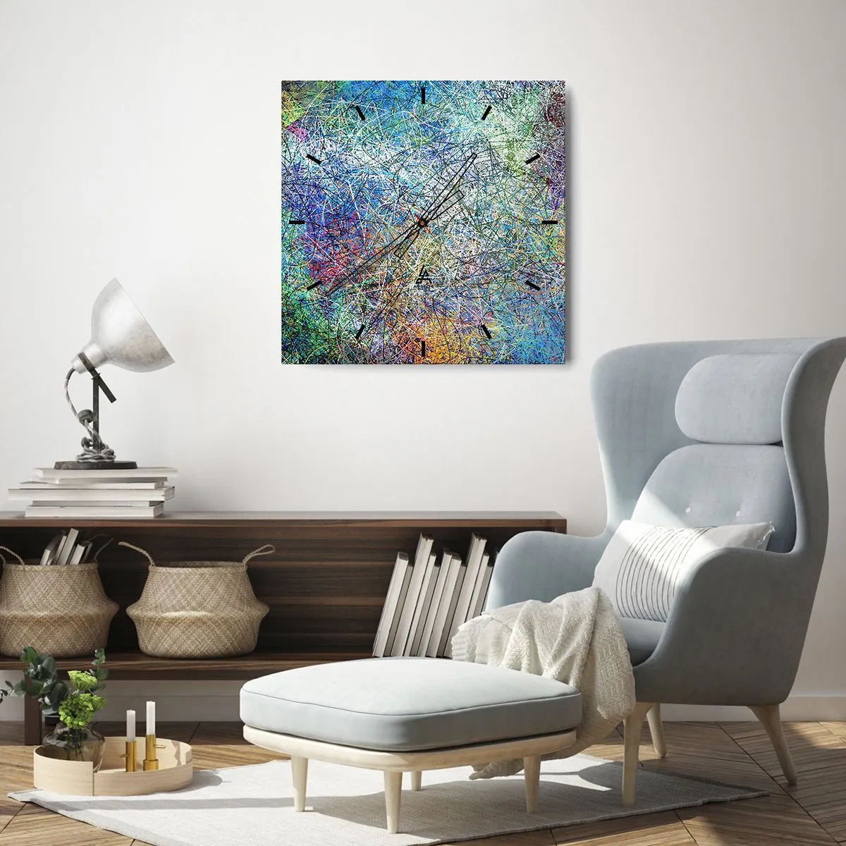 Wall clock - Clock on glass - It's Not So Simple - 40x40 cm