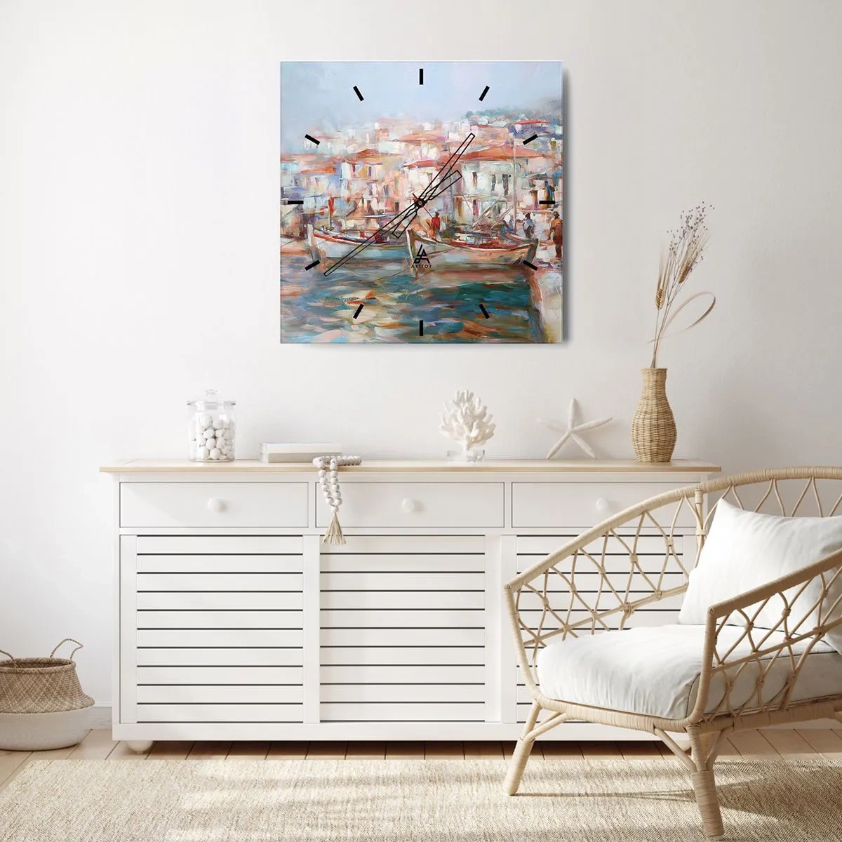 Wall clock - Clock on glass - Holidays in Pastel - 40x40 cm