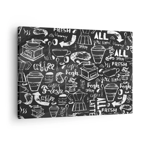 Canvas picture - Stylish coffee graphics on a black background - 70x50cm - All You Need Is… - Modern wall decoration for the living room and bedroom ARTTOR