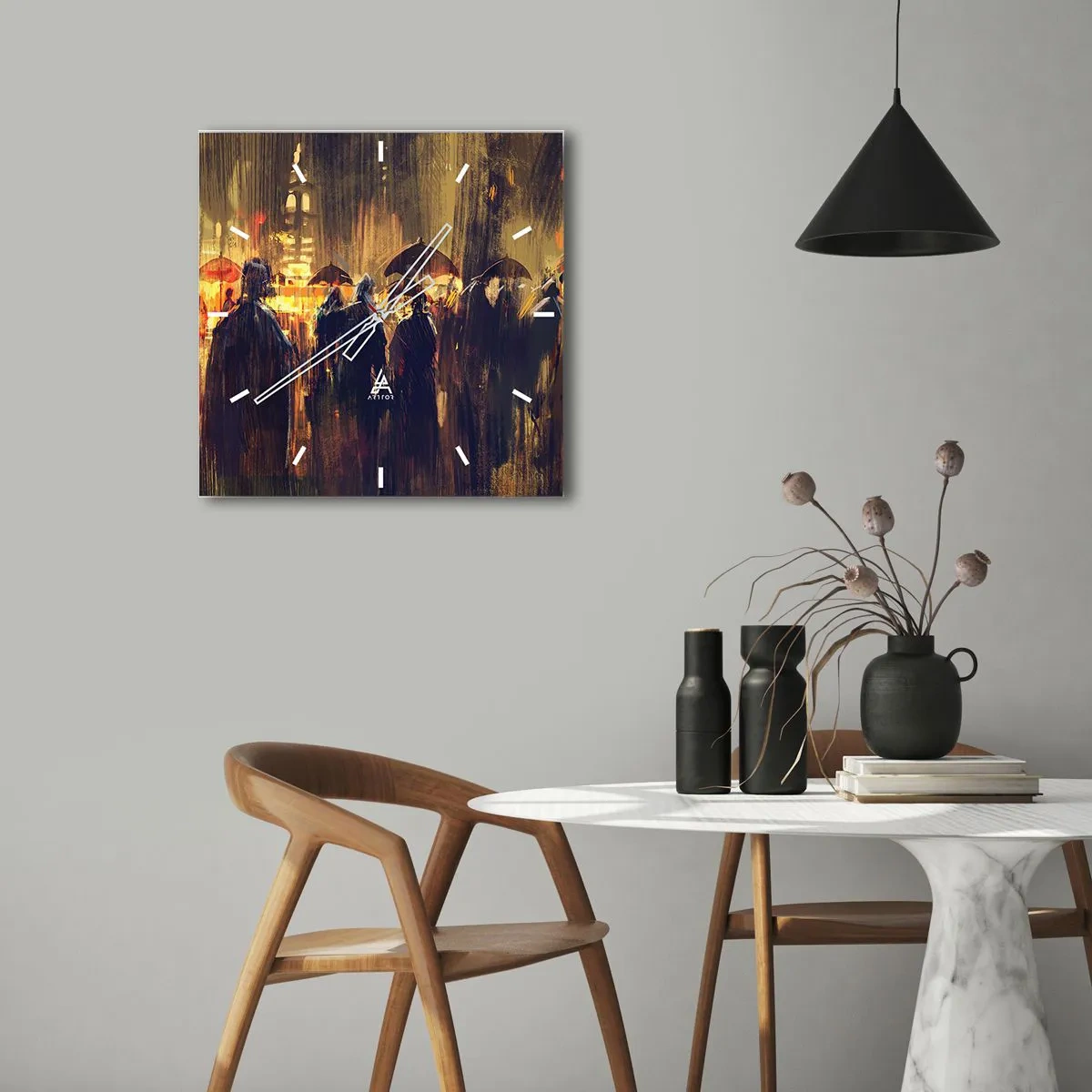 Wall clock - Clock on glass - Followers of the Rain - 30x30 cm