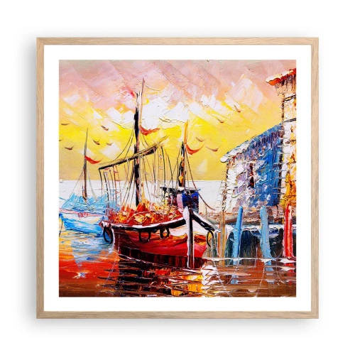 Poster in light oak frame - Happy Comeback - 60x60 cm