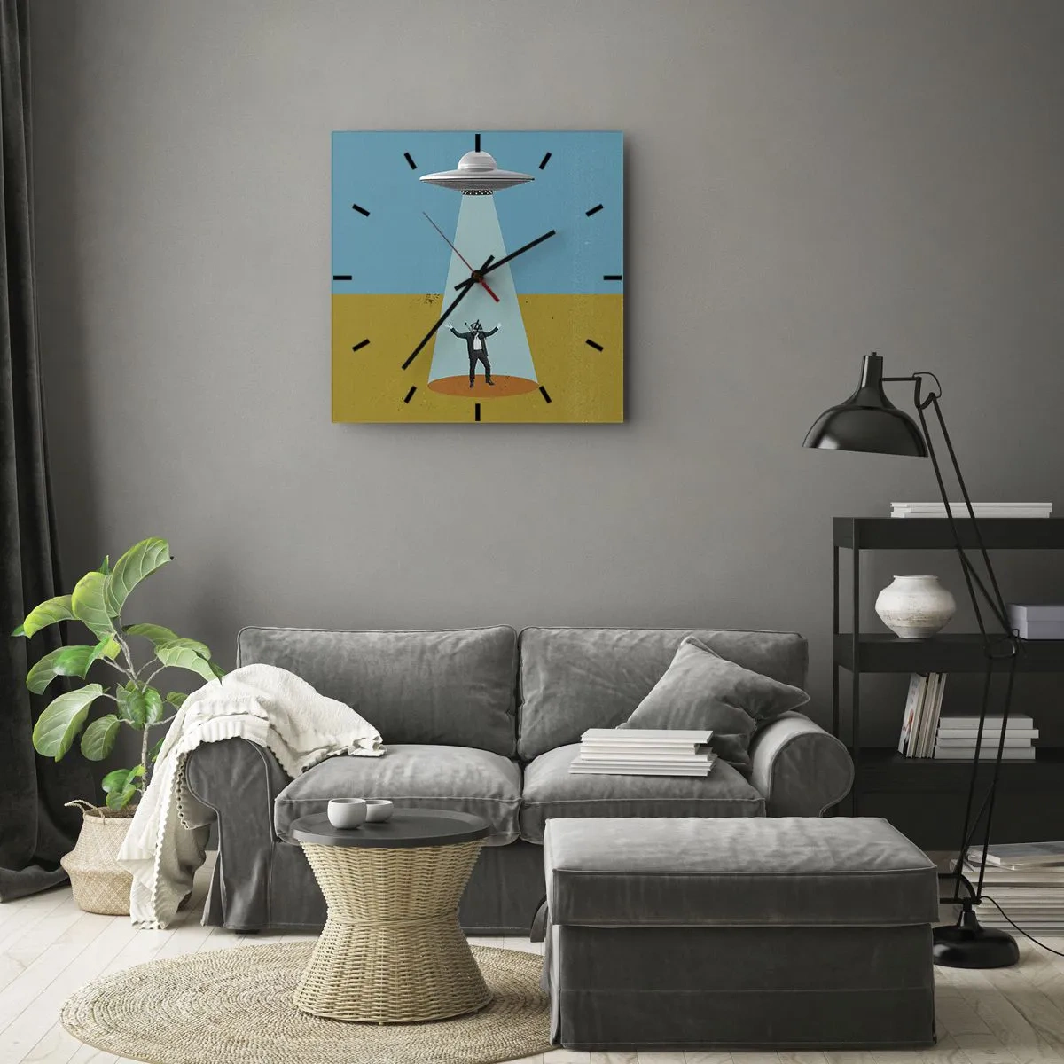 Wall clock - Clock on glass - Close Encounter - 40x40 cm