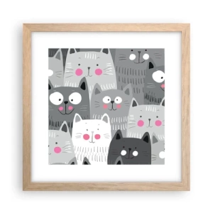 Poster in light oak frame - Cat's World - 30x30 cm