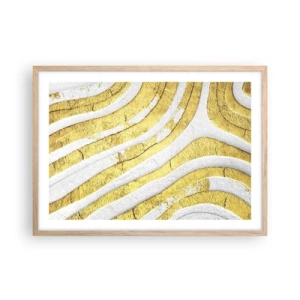 Poster in light oak frame - Composition in White and Gold - 70x50 cm