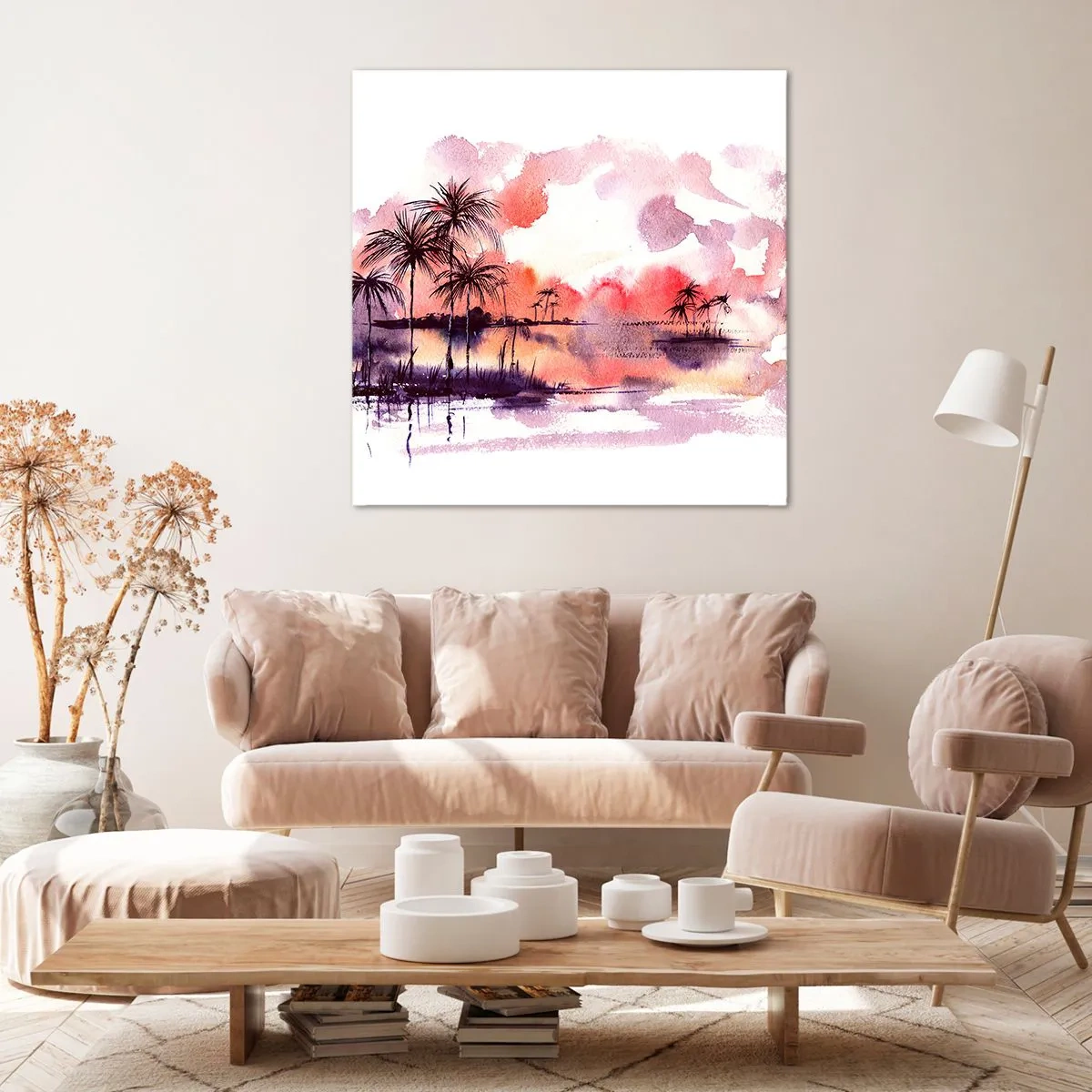 Canvas picture - Peace of Tropics in Red - 60x60 cm