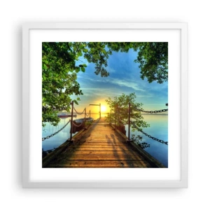 Poster in white frmae - Sunset by the Water - 40x40 cm